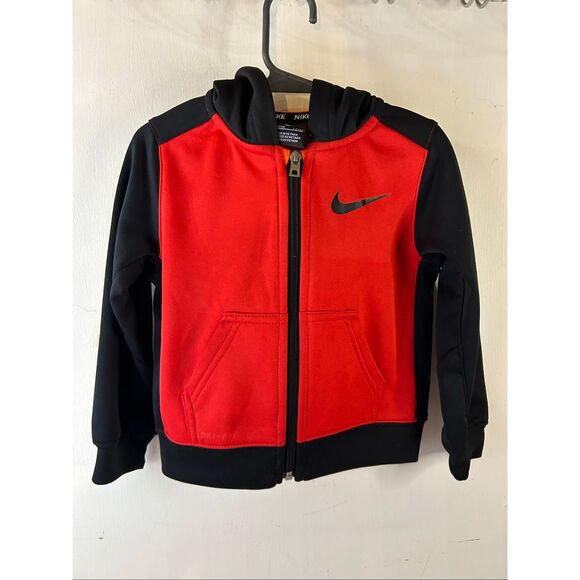 Nike zipper hoodie jacket 2t red black - Picture 2 of 5
